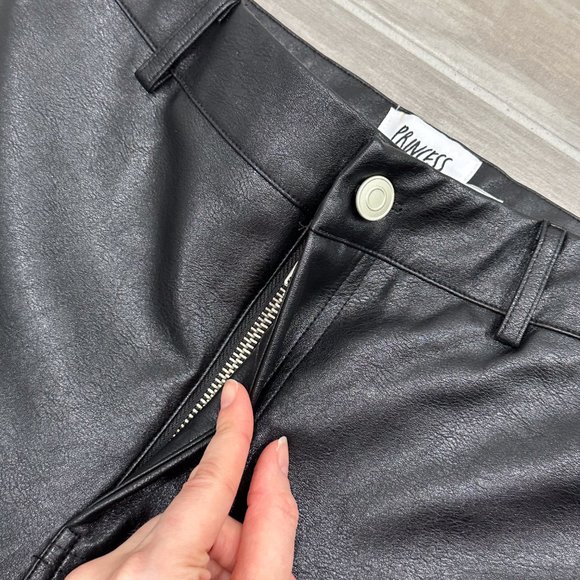 Princess Polly Macey High-Rise Straight Leg Vegan Faux Leather Pants in Black - Picture 6 of 16